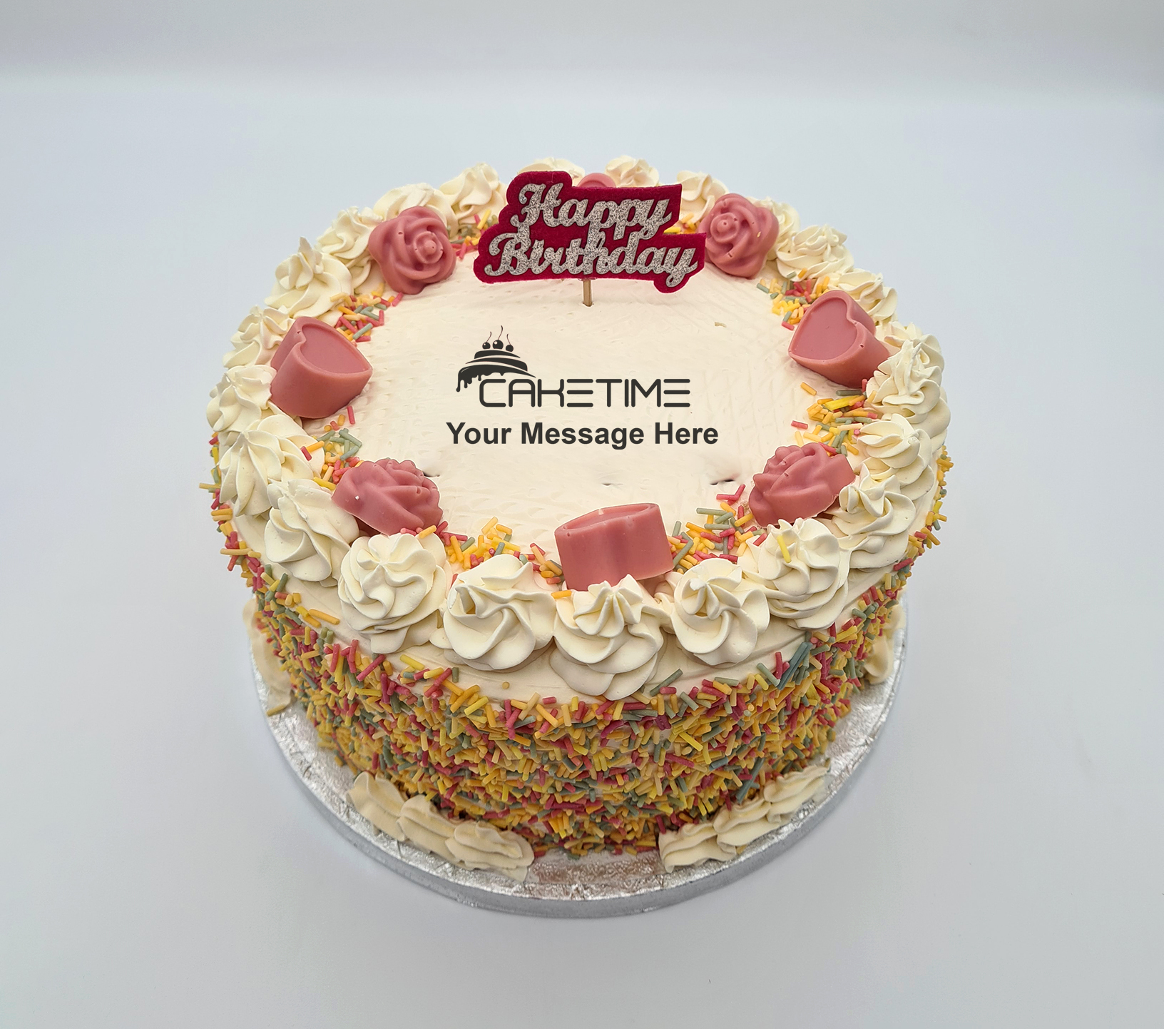 Pink Chocolate with Sprinkles Vanilla Cake