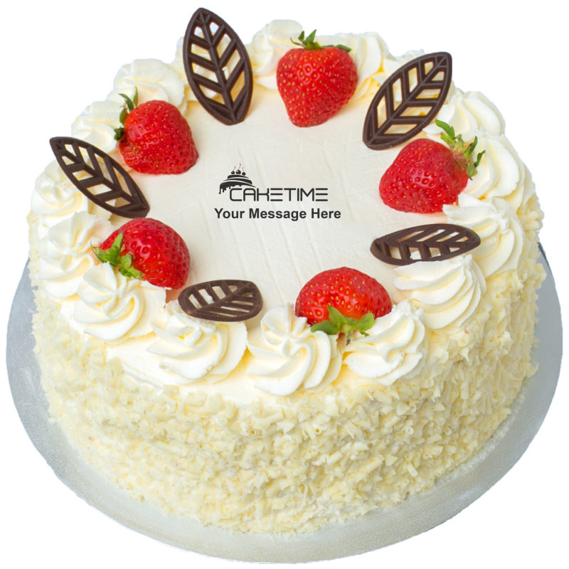 Strawberry White Curls Cake