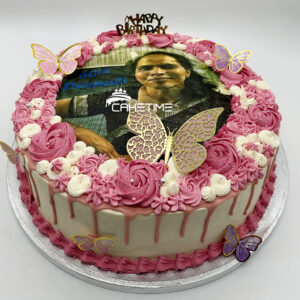 Cute Pink Drip Photo Cake