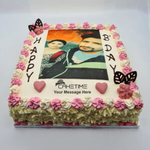 Happy Birthday Choco Heart Photo Cake
