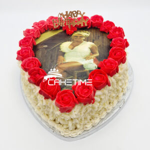 Rose Heart Photo Cake